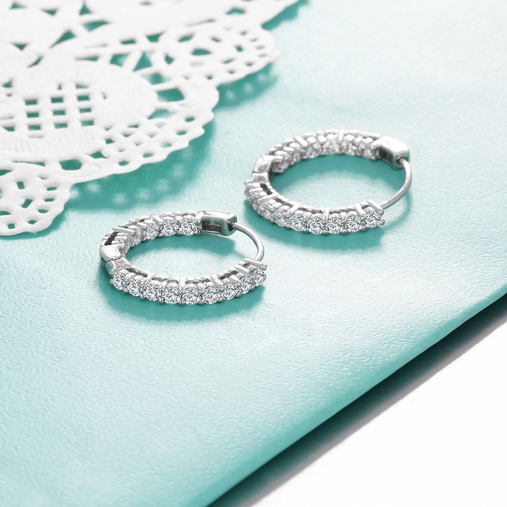 Trendy 925 Sterling Silver Hoop Earrings for Women Sparkling Cubic Zirconia Wedding Jewelry Gift for Girl-Customized Jewel
