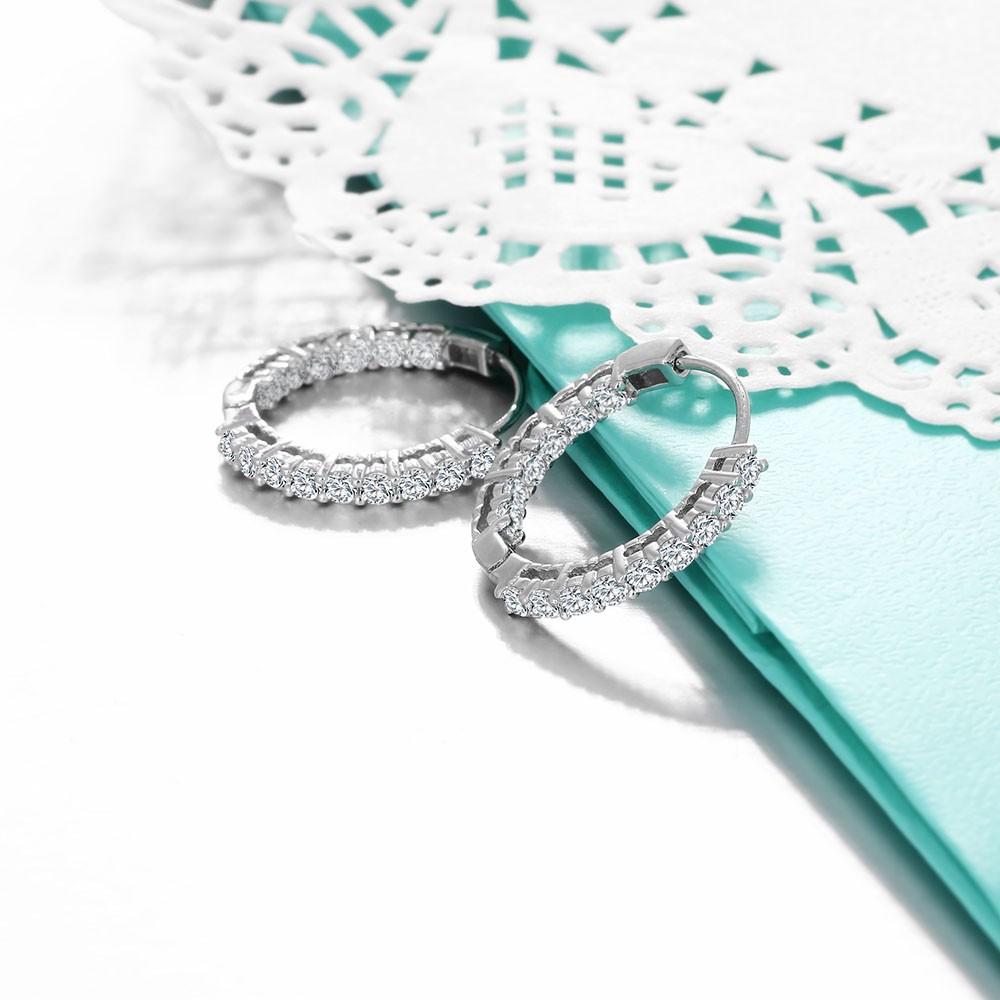 Trendy 925 Sterling Silver Hoop Earrings for Women Sparkling Cubic Zirconia Wedding Jewelry Gift for Girl-Customized Jewel