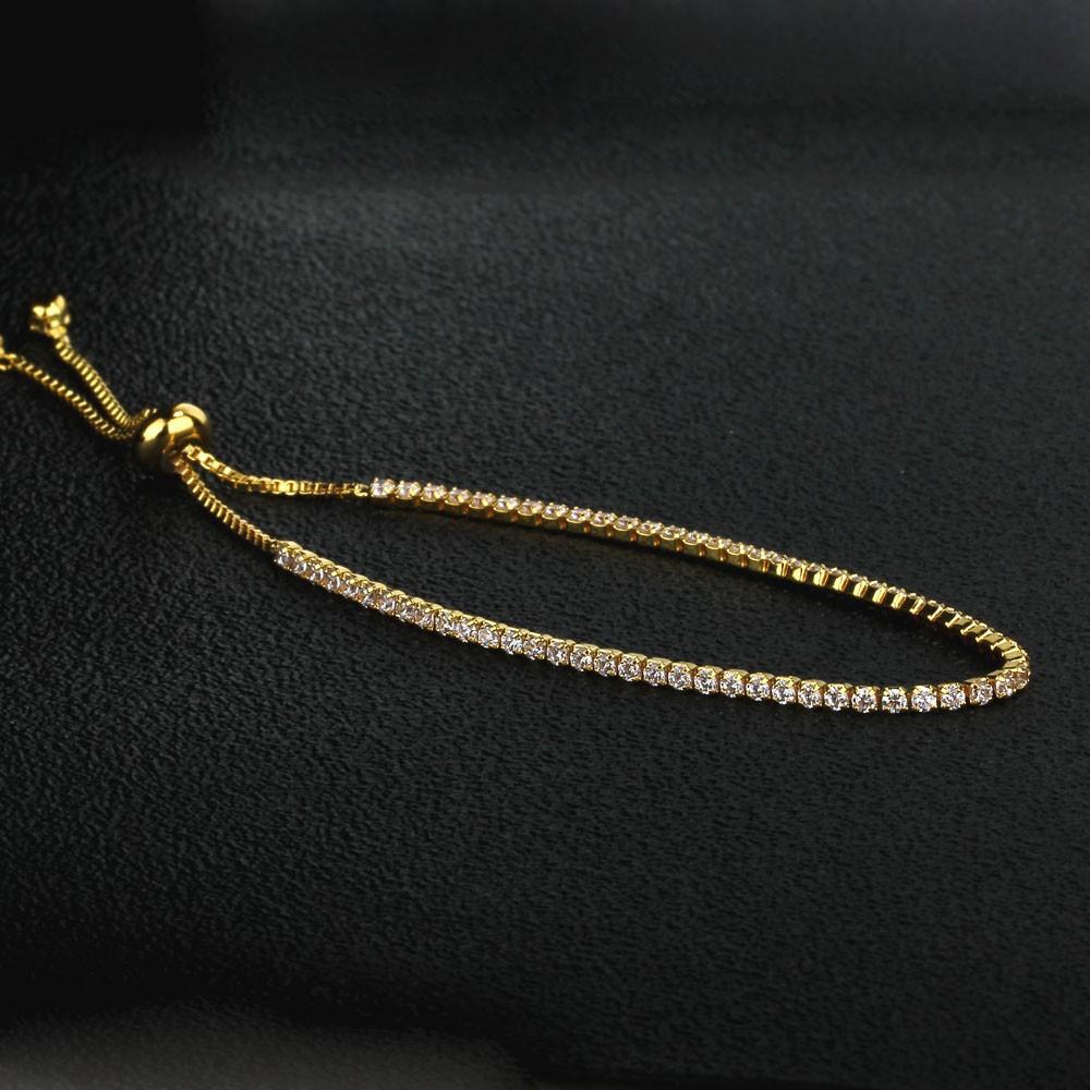 Party Jewelry Adjustable Bracelet for Women 2mm Cubic Zirconia Gold Color Bracelets & Bangles Gift For Her-Customized Jewel