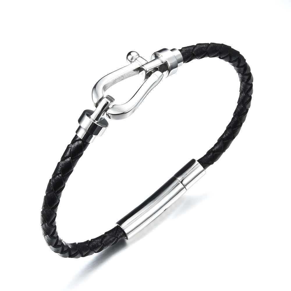 Bracelets for Women - Stainless Steel and Cowhide Leather Rope Chain Bracelet - Magnetic Buckle - Trendy Design-Customized Jewel