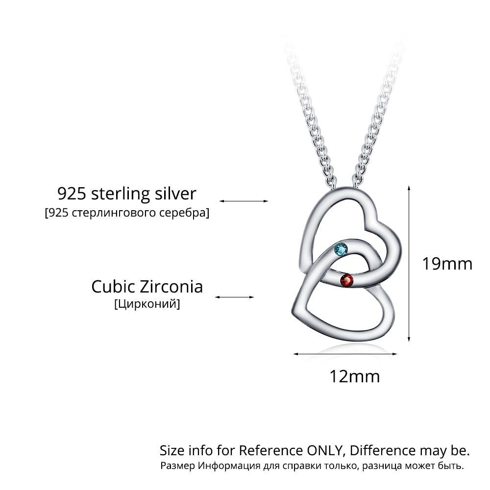 Personalized Pendants Necklaces Birthstone Merging Hearts 925 Sterling Silver Necklaces & Pendants-Customized Jewel