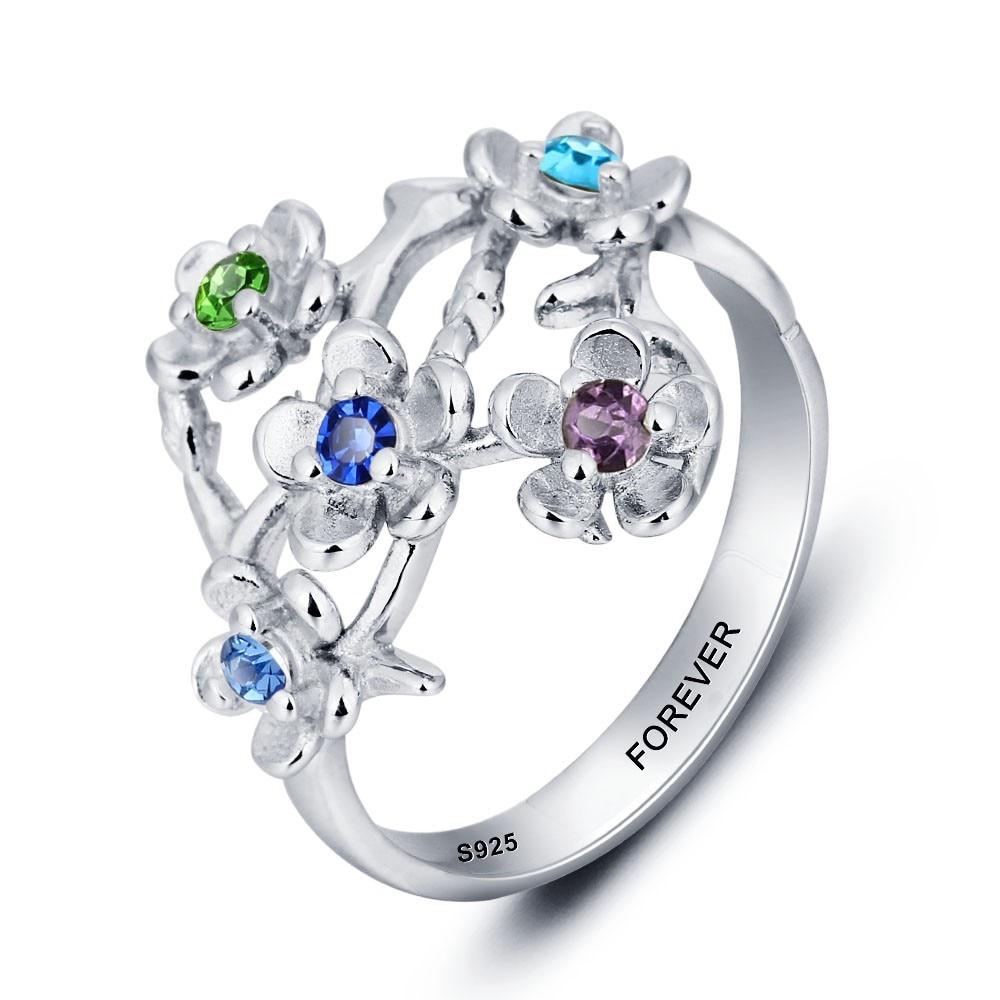 Personalized Birthstone Jewelry Party Accessories Engrave Name Ring ykc925 Sterling Silver Rings For Women-Customized Jewel