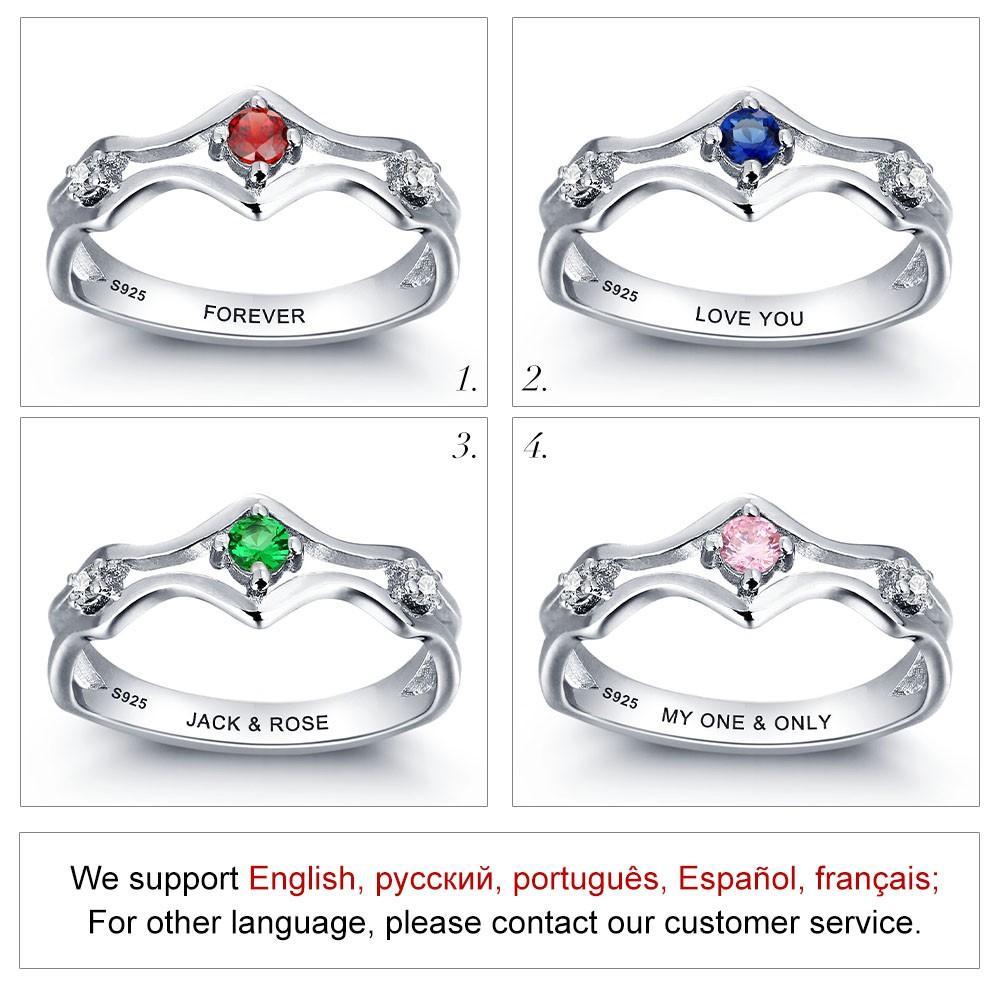 Personalized Sterling Silver Ring - Forever Bezel Stone - Fashion Jewelry - Gift for Women-Customized Jewel