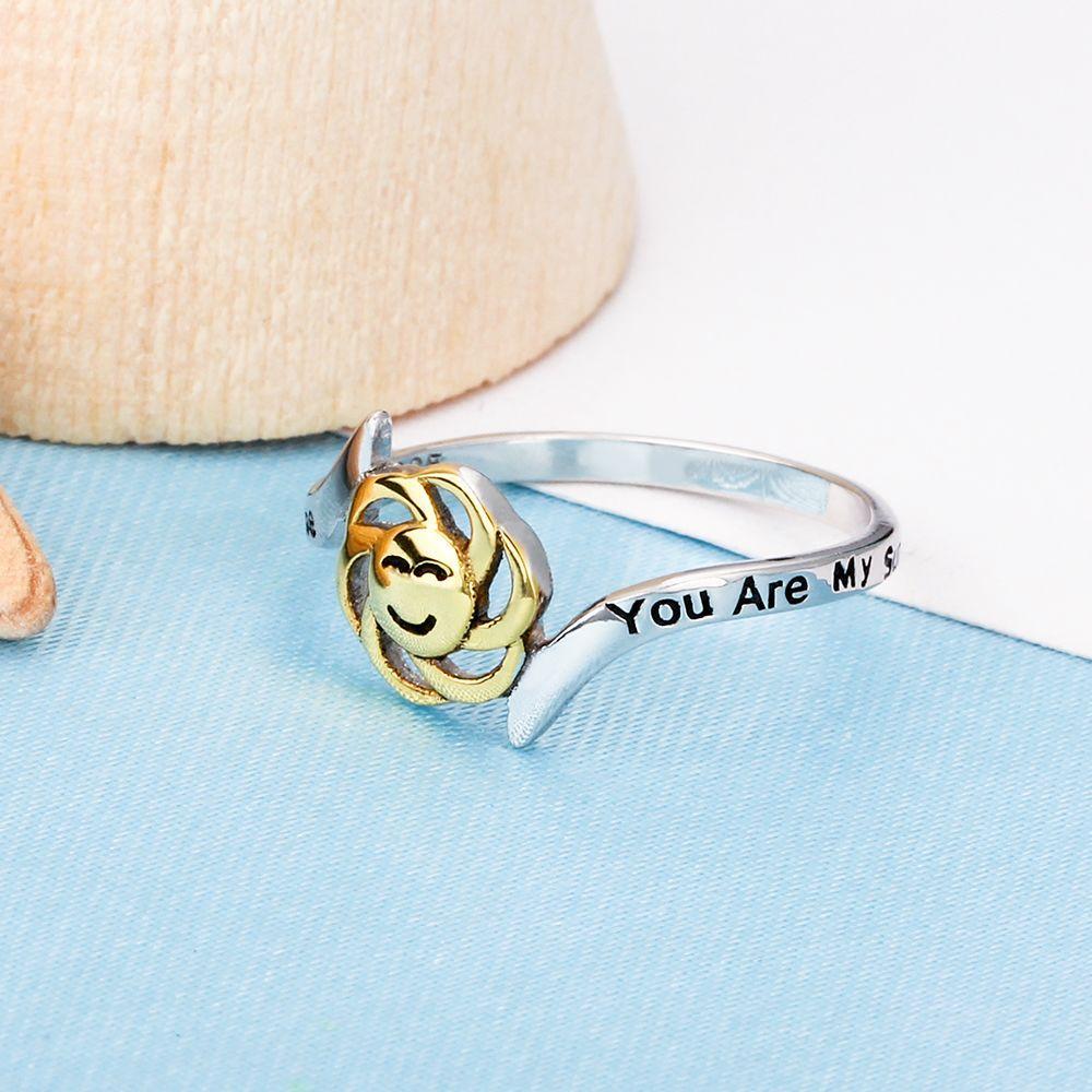 Sterling Silver Golden Sun Smiley Rings for Women - High and Low Buckle –Jewelry Gift for anniversary-Customized Jewel