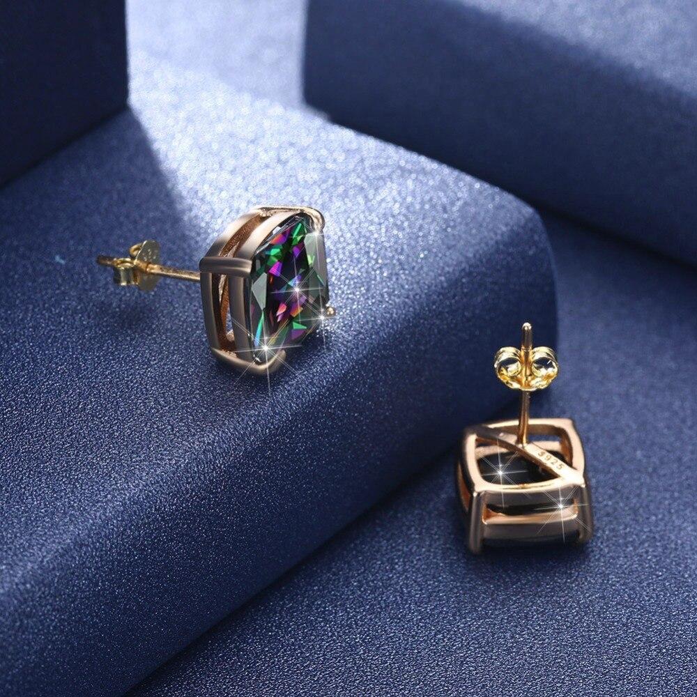 Fashion Jewelry 925 Silver Stud Earrings For Women Cubic Zirconia Colorful Stud Earrings Gift-Customized Jewel