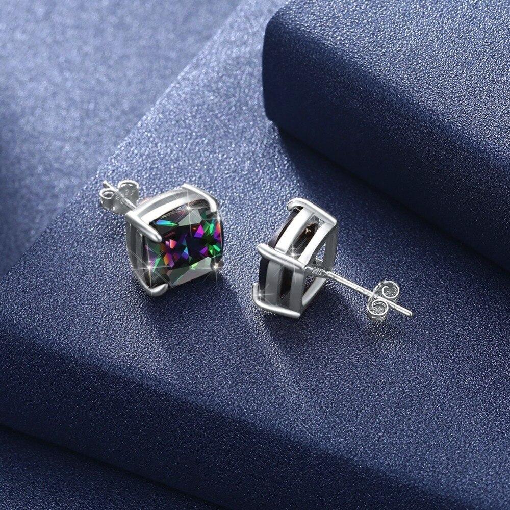 Fashion Jewelry 925 Silver Stud Earrings For Women Cubic Zirconia Colorful Stud Earrings Gift-Customized Jewel