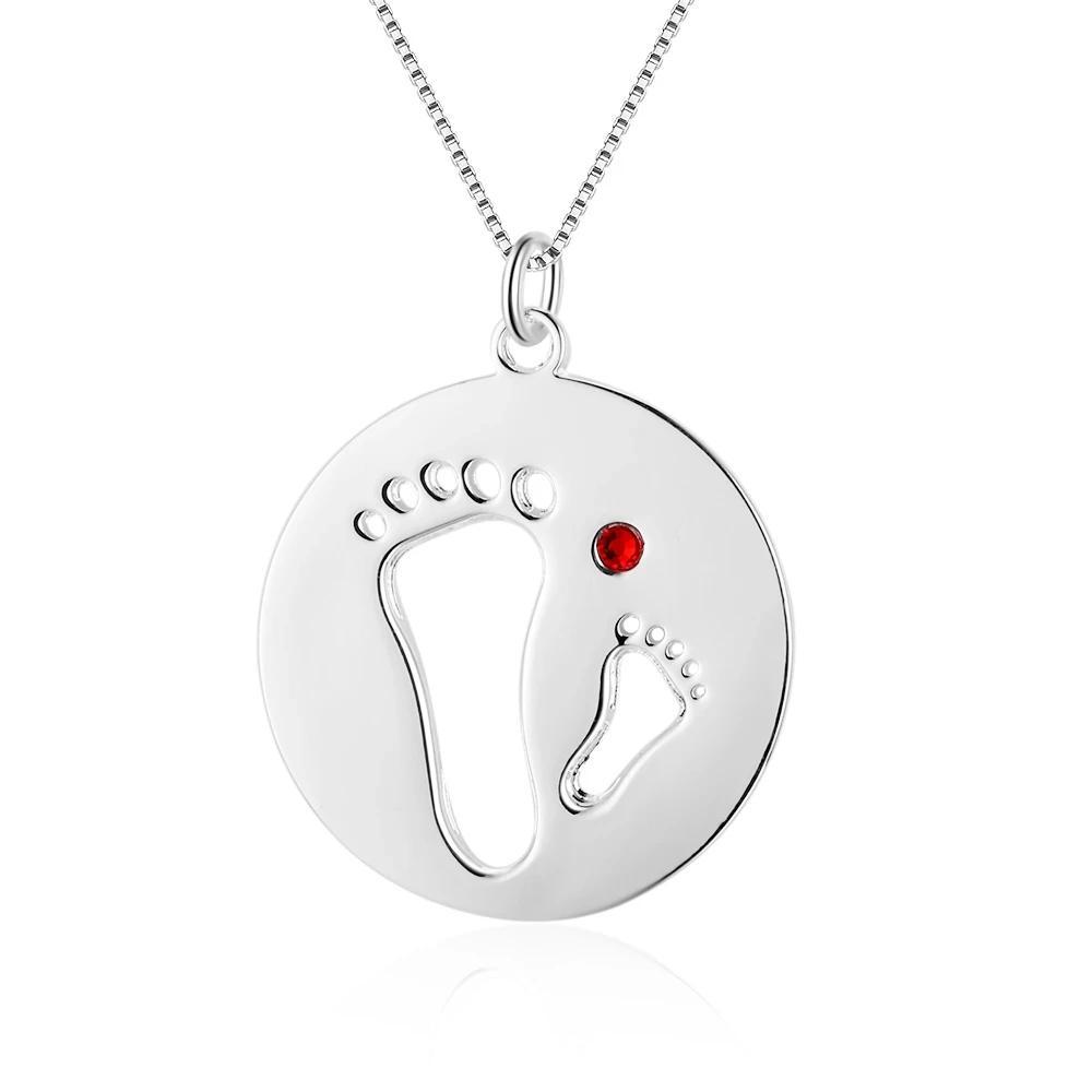 Footprint 925 Sterling Silver Necklaces, Fashion Jewelry for Girls, Trendy Women’s Pendants-Customized Jewel