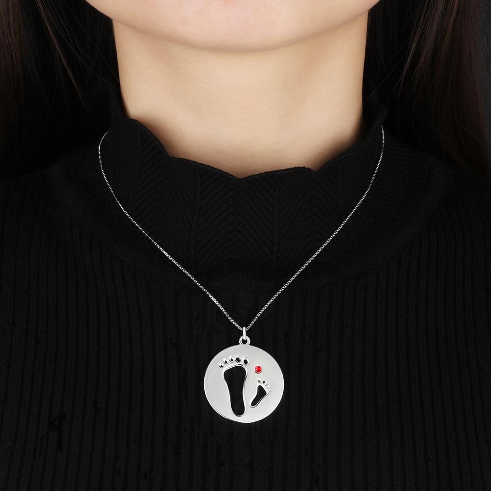 Footprint 925 Sterling Silver Necklaces, Fashion Jewelry for Girls, Trendy Women’s Pendants-Customized Jewel