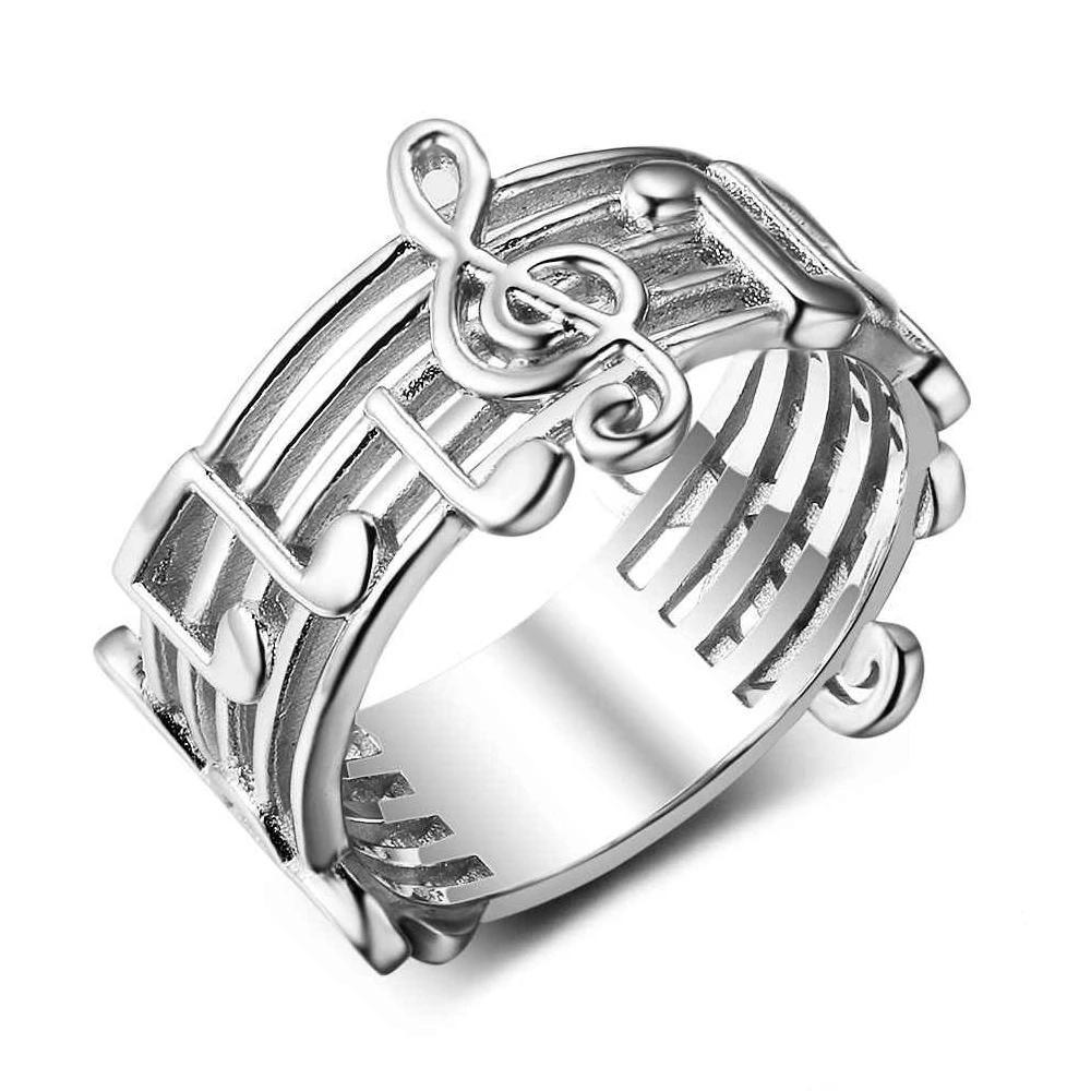 Trendy 925 Sterling Silver Rings for Women with Musical Note Shape, Fashion Jewelry Gift for Music Lovers-Customized Jewel