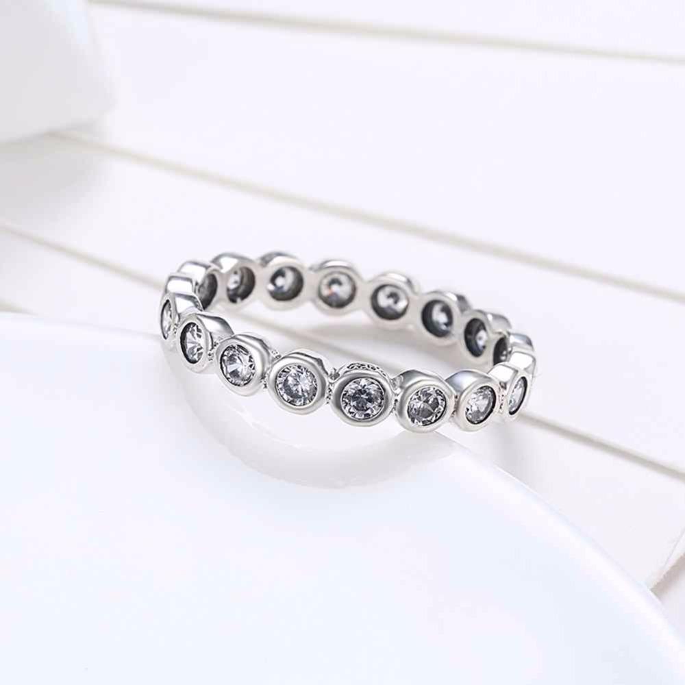 Crystal Beads Sterling Silver Ring - Bubble Detailing with Cubic Zirconia Stones - Classic Band rings-Customized Jewel