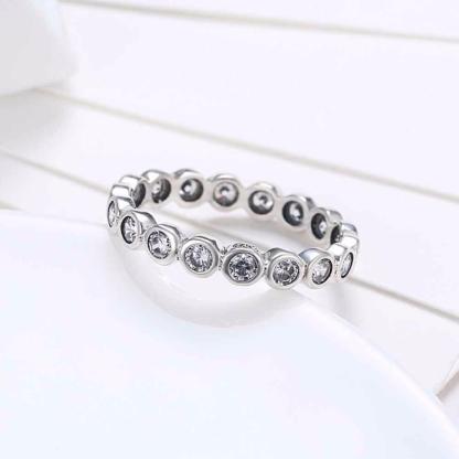 Crystal Beads Sterling Silver Ring - Bubble Detailing with Cubic Zirconia Stones - Classic Band rings-Customized Jewel