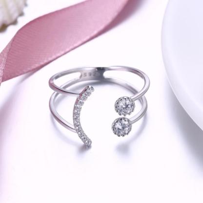 925 Sterling Silver Crystal Rings for Women with Smiley Geometric Pattern – Trendy Party Jewelry-Customized Jewel
