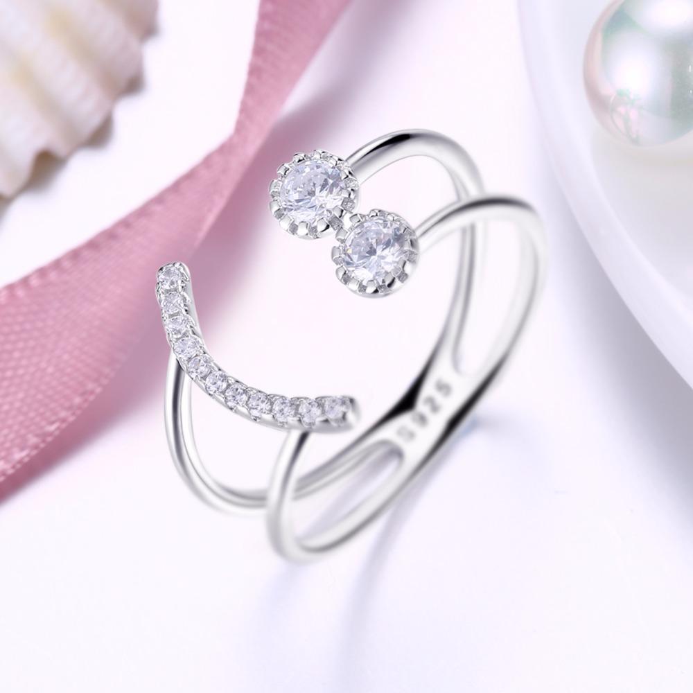 925 Sterling Silver Crystal Rings for Women with Smiley Geometric Pattern – Trendy Party Jewelry-Customized Jewel