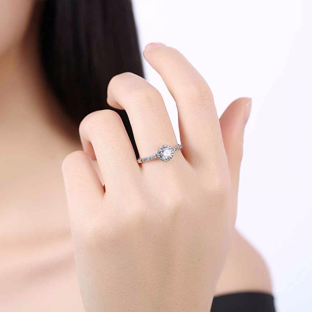 Classic 925 Sterling Silver Round Wedding Ring for Women with Cubic Zirconia, Classy Jewelry Gift-Customized Jewel