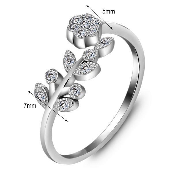 Flower & Leaves - Silver Ring (Adjustable)-Customized Jewel