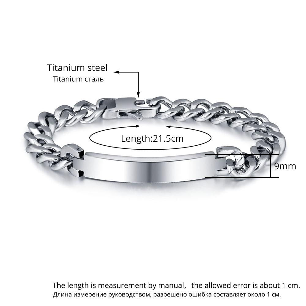 Personalized Titanium Steel Silver Bracelets for Men with Engraving Option, Best Gift for Men-Customized Jewel