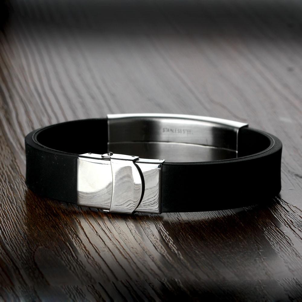 Scripture Pattern Silicone Stainless Steel Bracelets & Bangles Fashion Men's Bracelet Gift Ideas For Him-Customized Jewel