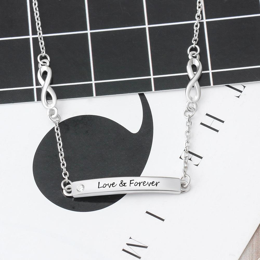 925 Sterling Silver Customize Engrave Name Bar Bracelets for Women-Customized Jewel