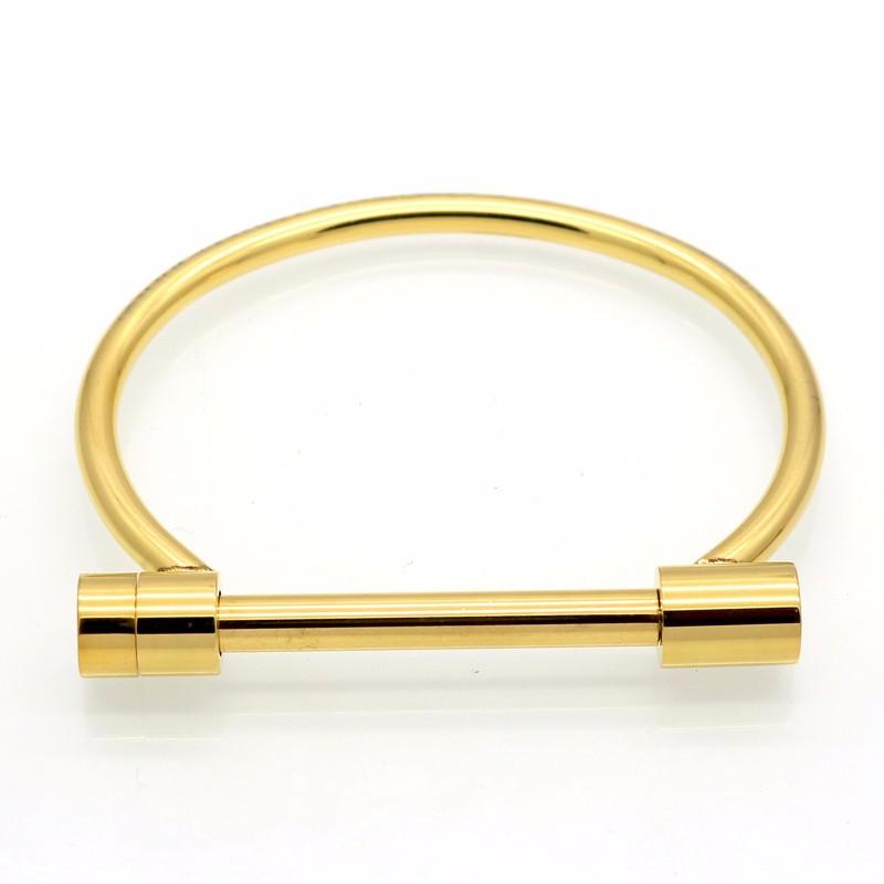 Shackle Screw Cuff Bangles for Women Punk Black Gun Rose Gold Color 316L Stainless Steel Bracelet-Customized Jewel