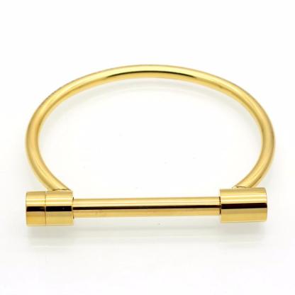 Shackle Screw Cuff Bangles for Women Punk Black Gun Rose Gold Color 316L Stainless Steel Bracelet-Customized Jewel