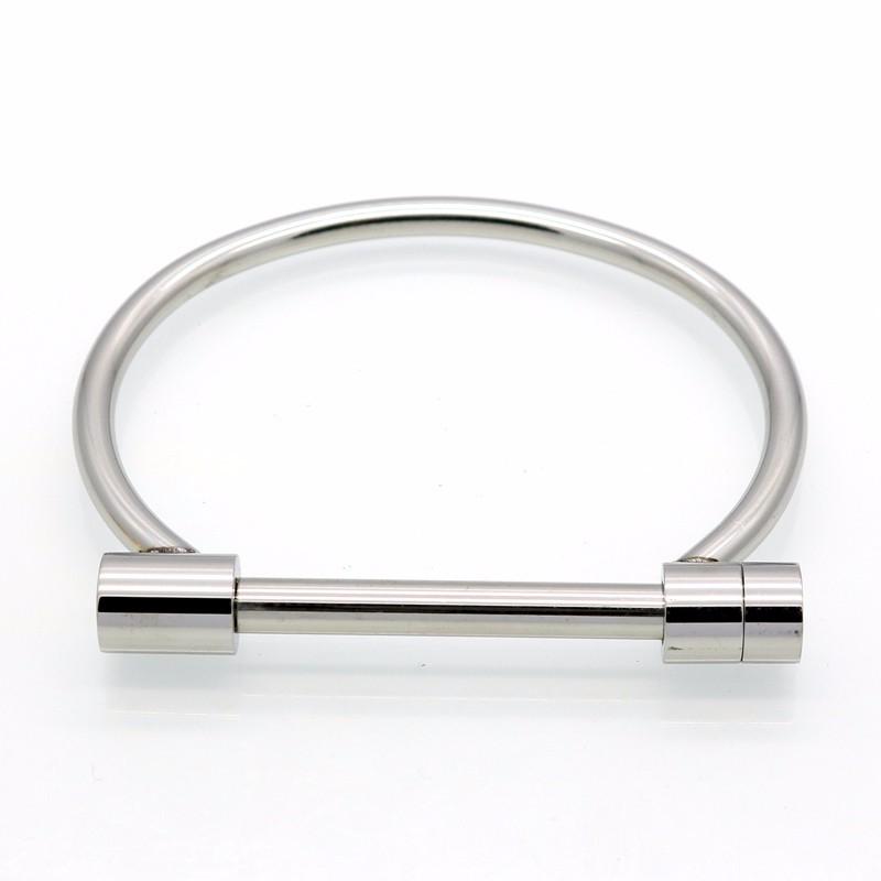 Shackle Screw Cuff Bangles for Women Punk Black Gun Rose Gold Color 316L Stainless Steel Bracelet-Customized Jewel