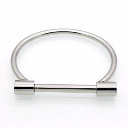 Shackle Screw Cuff Bangles for Women Punk Black Gun Rose Gold Color 316L Stainless Steel Bracelet-Customized Jewel