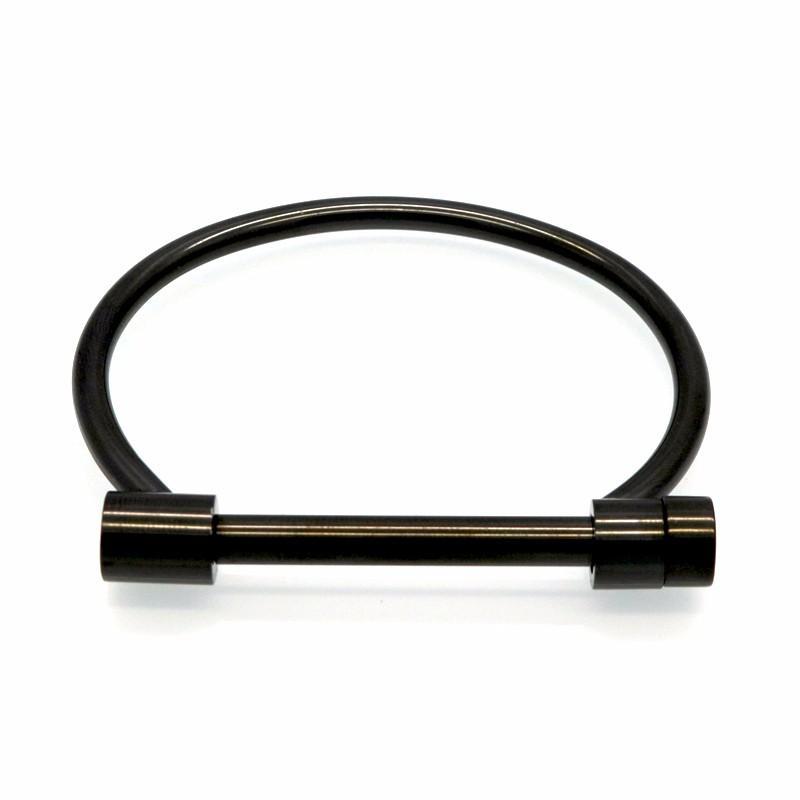Shackle Screw Cuff Bangles for Women Punk Black Gun Rose Gold Color 316L Stainless Steel Bracelet-Customized Jewel