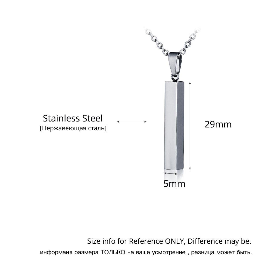 Personalized Name Date Necklace - Engravable Vertical Bar Pendant - Unisex Stainless Steel Jewelry-Customized Jewel