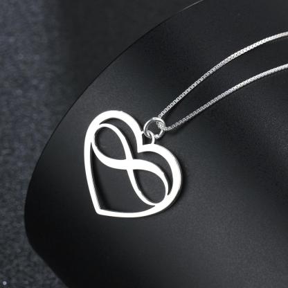 Personalized 925 Sterling Silver Necklaces - Heart & Infinity Pendant - Engraved Custom Names - Family Gift-Customized Jewel