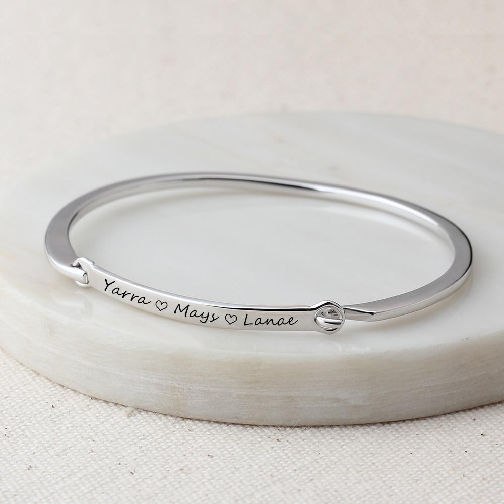 Personalized Fashion ID Bracelets with Name Engraving & 2 Color Options, Customize Bangles for Women-Customized Jewel