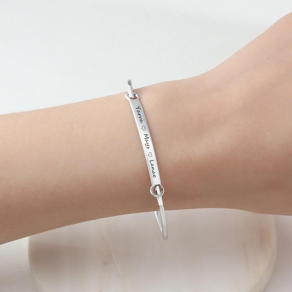 Personalized Fashion ID Bracelets with Name Engraving & 2 Color Options, Customize Bangles for Women-Customized Jewel