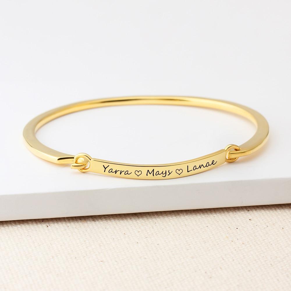 Personalized Fashion ID Bracelets with Name Engraving & 2 Color Options, Customize Bangles for Women-Customized Jewel