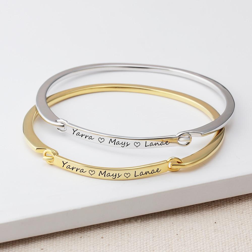 Personalized Fashion ID Bracelets with Name Engraving & 2 Color Options, Customize Bangles for Women-Customized Jewel