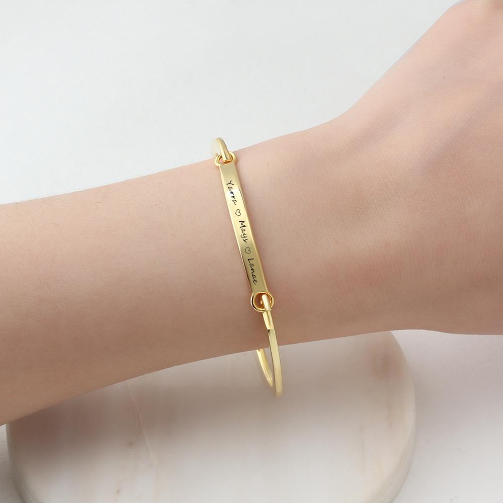 Personalized Fashion ID Bracelets with Name Engraving & 2 Color Options, Customize Bangles for Women-Customized Jewel