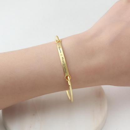 Personalized Fashion ID Bracelets with Name Engraving & 2 Color Options, Customize Bangles for Women-Customized Jewel