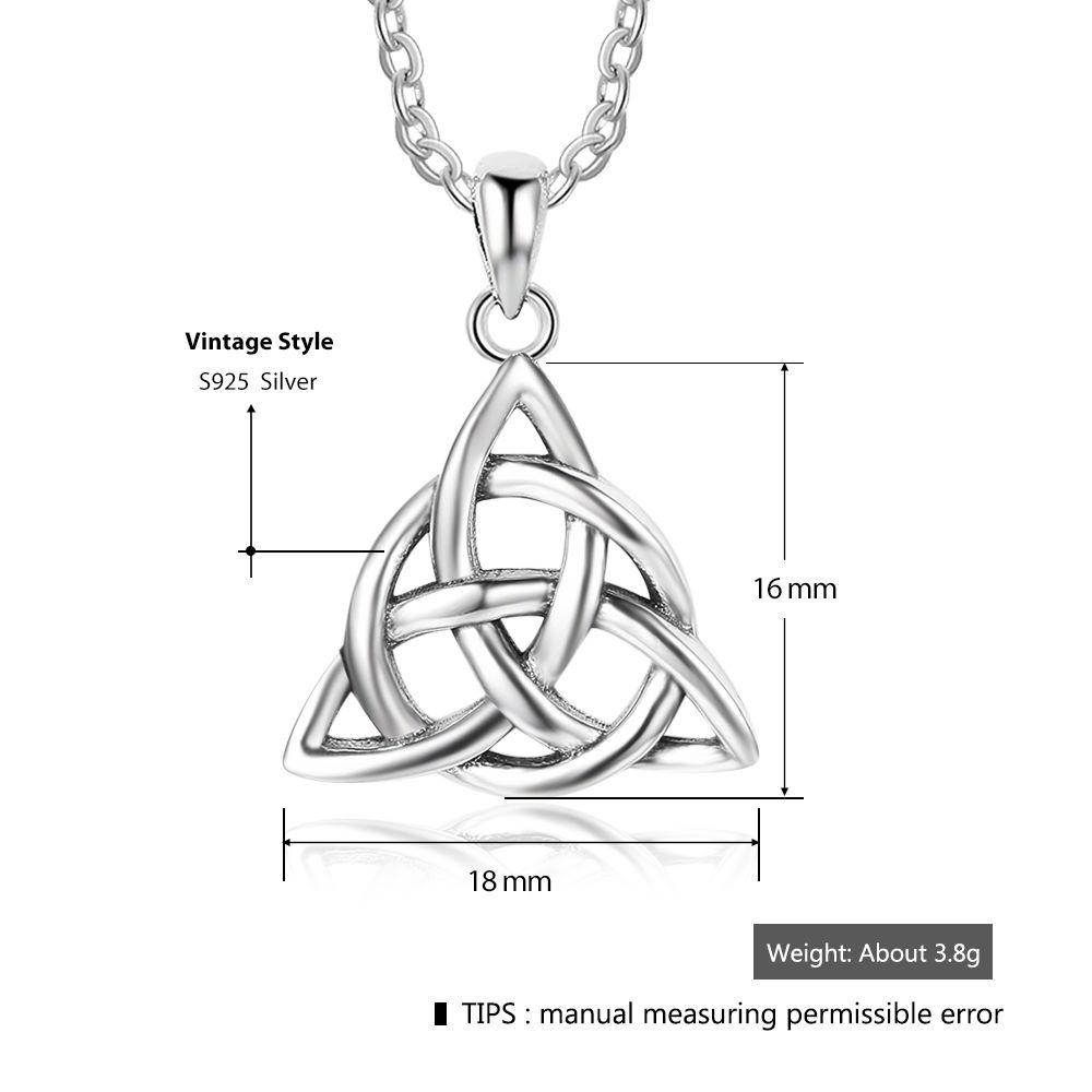 Vintage 925 Sterling Silver Necklace for Women with Triquetra Trinity Knot Pendant-Customized Jewel