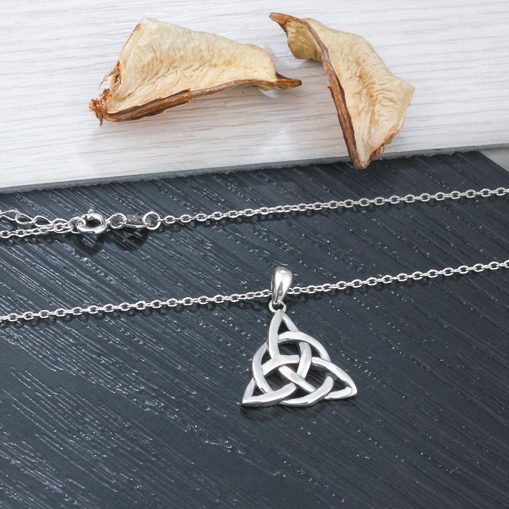 Vintage 925 Sterling Silver Necklace for Women with Triquetra Trinity Knot Pendant-Customized Jewel