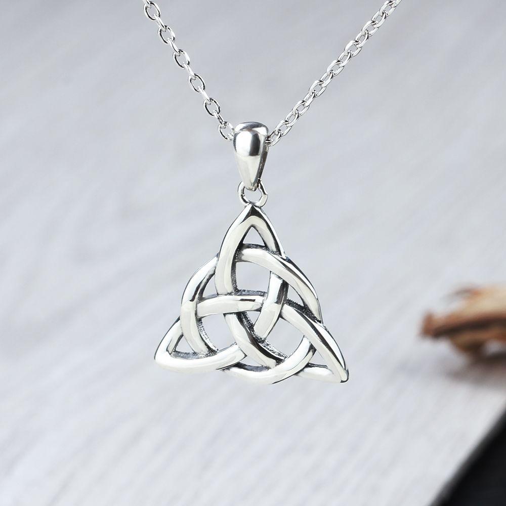 Vintage 925 Sterling Silver Necklace for Women with Triquetra Trinity Knot Pendant-Customized Jewel
