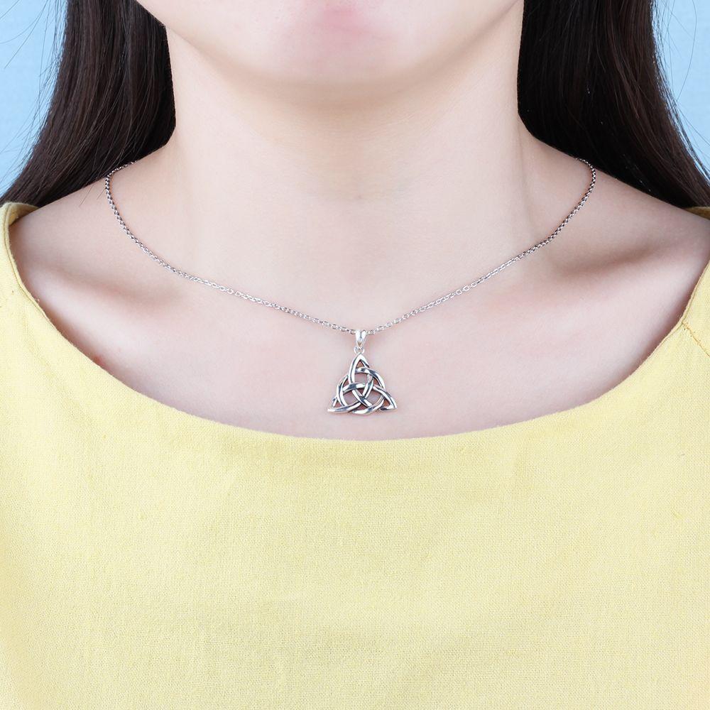 Vintage 925 Sterling Silver Necklace for Women with Triquetra Trinity Knot Pendant-Customized Jewel