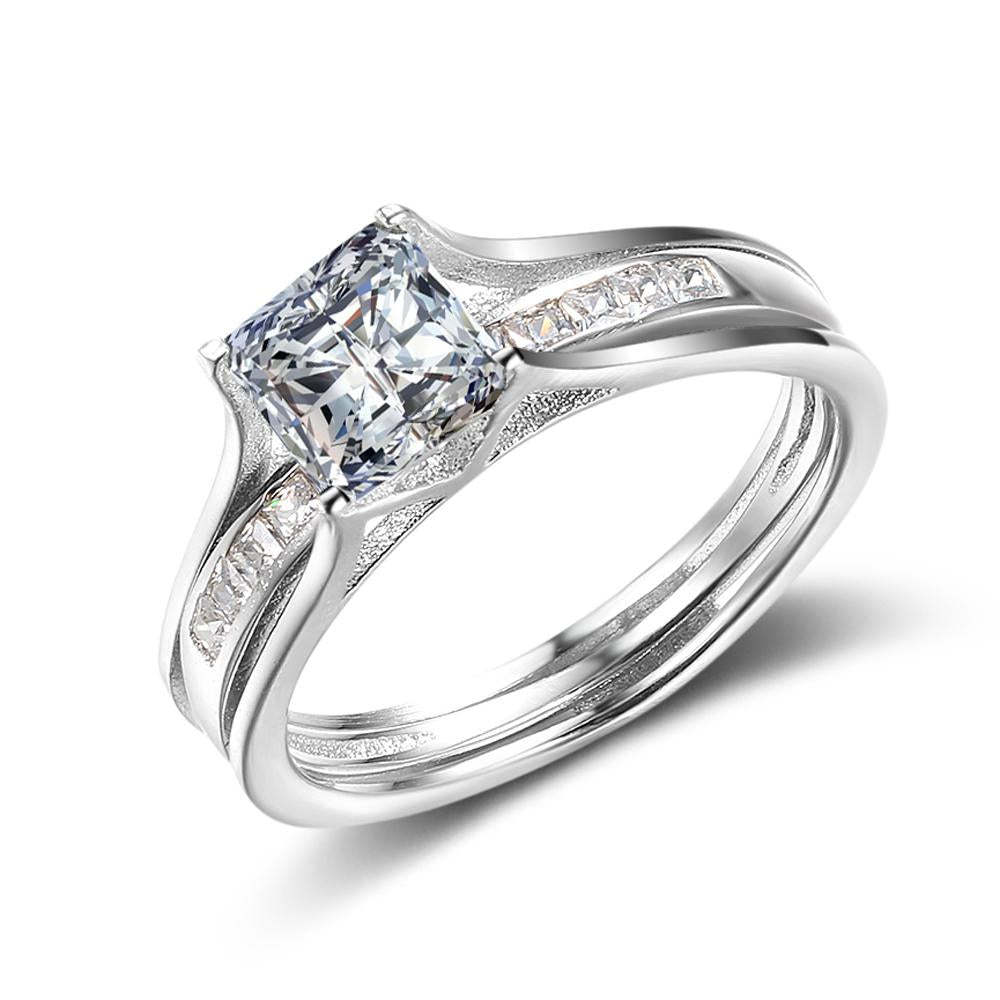 925 Sterling Silver Ring Jewelry 6mm Square Cubic Zirconia Women Rings For Party Anniversary Gift-Customized Jewel