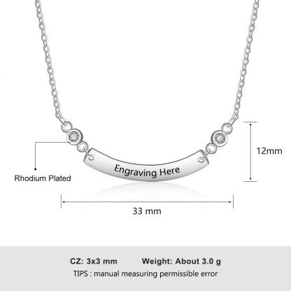 Personalized Stainless Steel Necklace with Customized Engrave Curved Name Bar Pendant, Trendy Gift for Girls-Customized Jewel