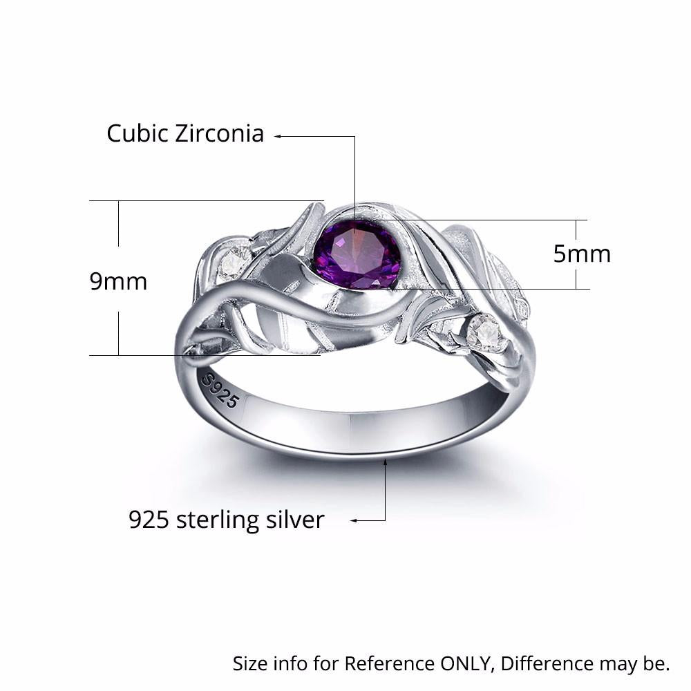 Personalized 925 Sterling Silver Leaf Rings for Women – Engraved Name – Custom Birthstone – Trendy Jewelry with Free Gift Box-Customized Jewel