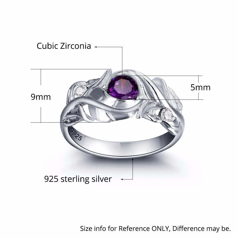 Personalized 925 Sterling Silver Leaf Rings for Women – Engraved Name – Custom Birthstone – Trendy Jewelry with Free Gift Box-Customized Jewel