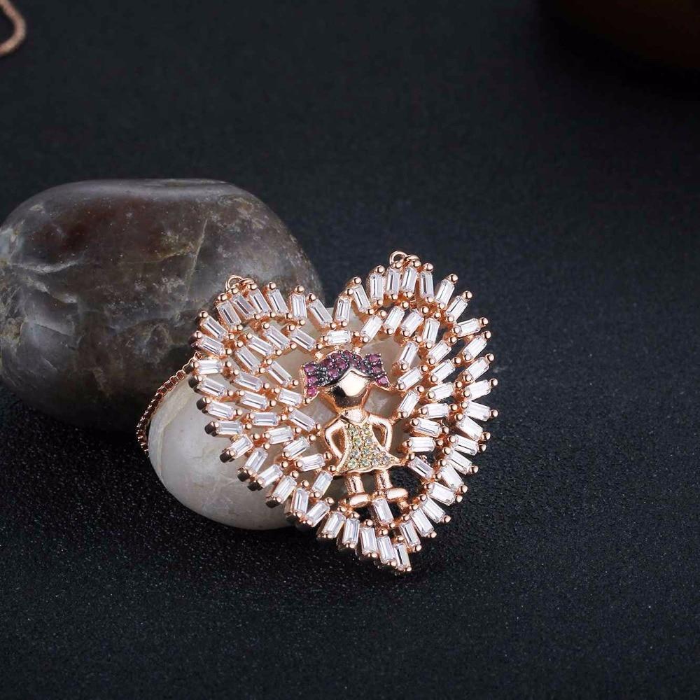 925 Sterling Silver Heart with Cute Girl Pattern Pendant Necklaces, Fashion Jewelry for Women-Customized Jewel