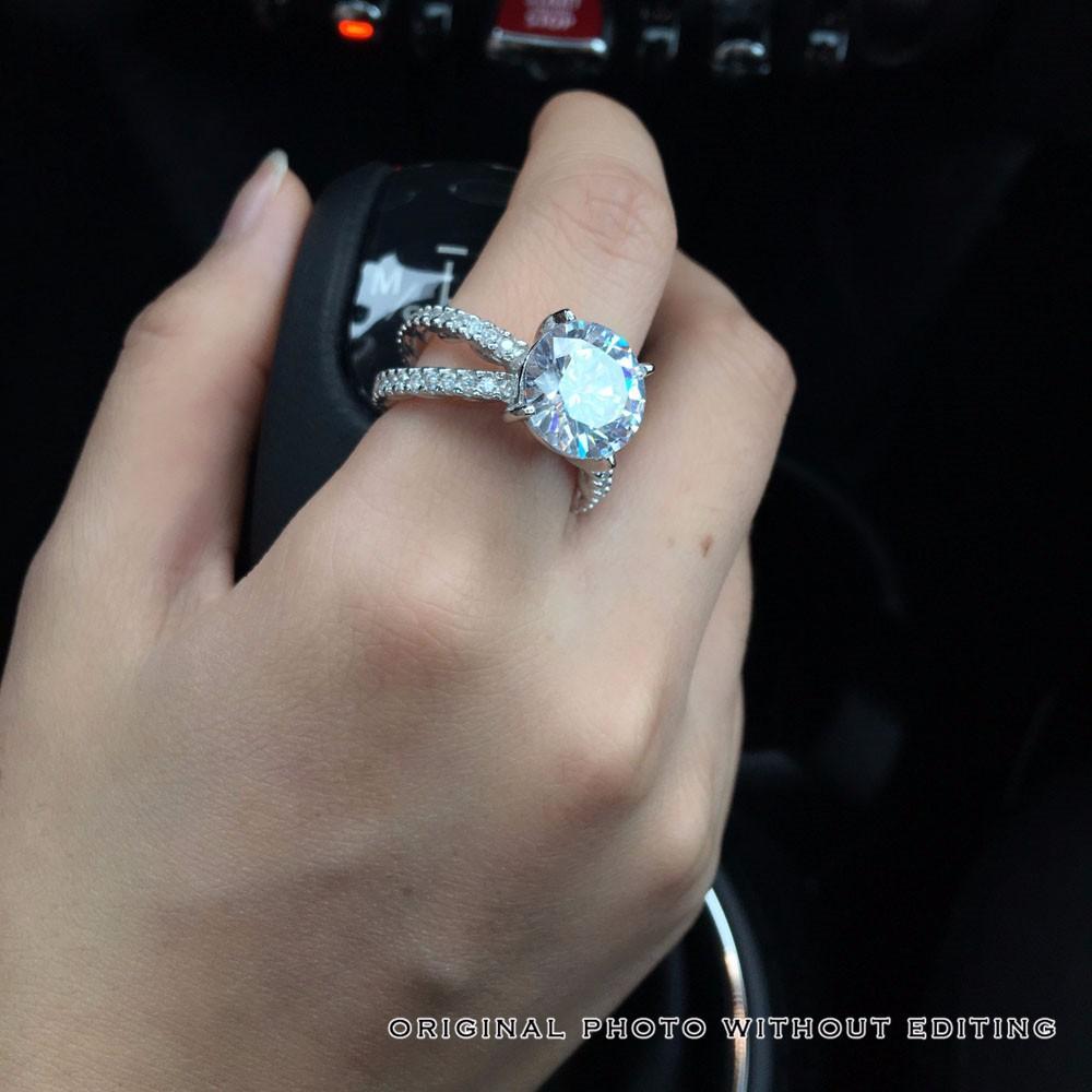 925 Sterling Silver 12mm 6.5 CT Wedding Ring with Cubic Zirconia Stones-Customized Jewel