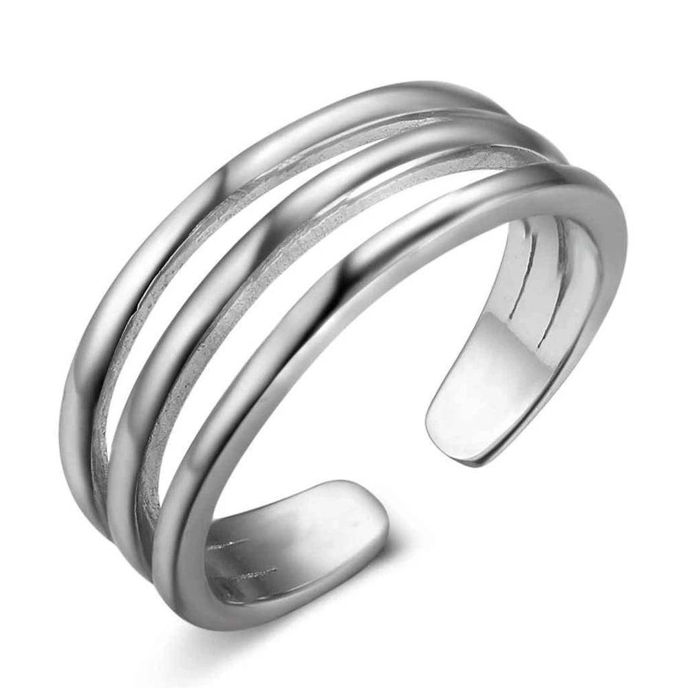 925 Sterling Silver 3 Layer Adjustable Open Cuff Wide Rings for Men & Women, Classy Fashion Jewelry Gift-Customized Jewel