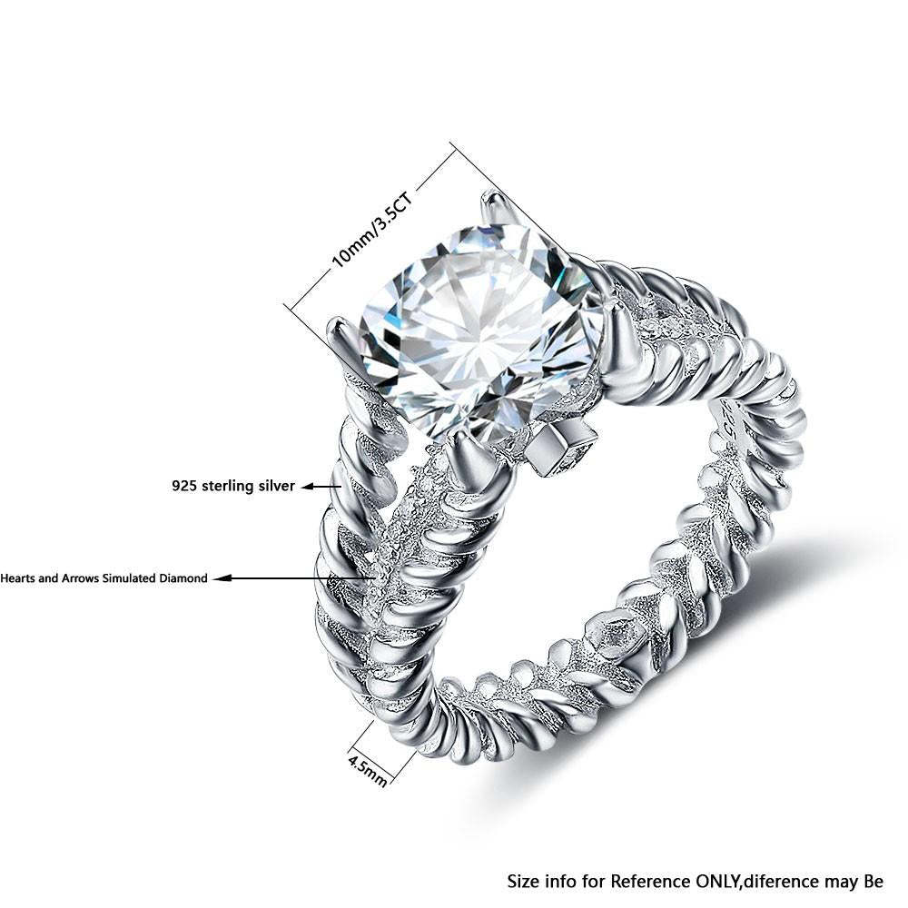 925 Sterling Silver Arrows Ring with 10mm 3.5 CT Cubic Zirconia, Wedding Jewelry Gift-Customized Jewel