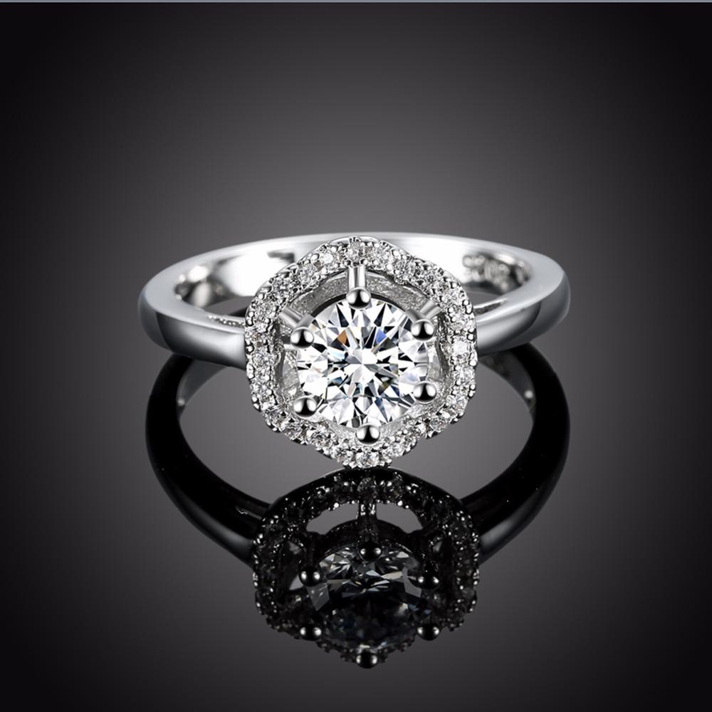 Luxurious 925 Sterling Silver Engagement Ring with Zircon Stone, Fashion Jewelry Party Rings for Women-Customized Jewel