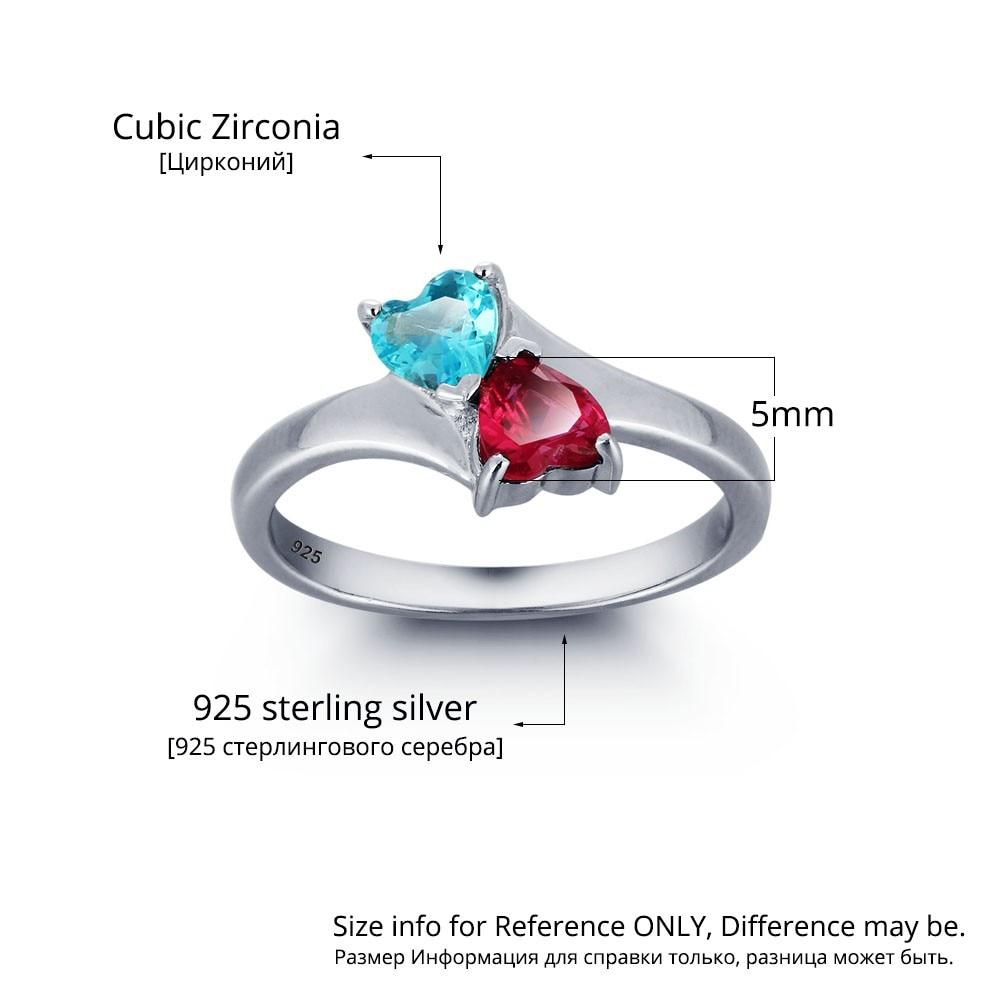 Personalized Infinite Love Promise Ring Double Heart Stone 925 Sterling Silver Jewelry Free Gift Box-Customized Jewel
