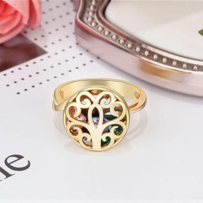 Customized Gold Color Rings Hollow With Birthstone Engrave Name Gifts Trendy Rings For Women New Arrival 2018-Customized Jewel
